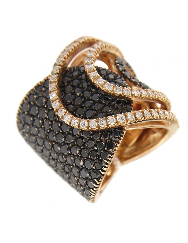 Anello Davite&Delucchi - Oro Rosa - Diamanti Neri - Bianchi - AA029157