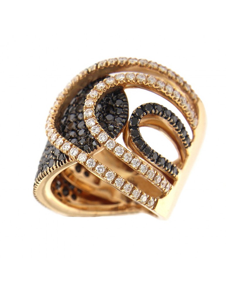 Anello Davite&Delucchi - Oro Rosa - Diamanti Neri - Bianchi - AA029157