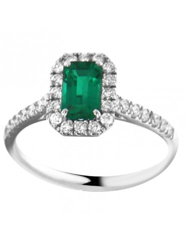 Crieri Woman's Ring - Bogotá in 18K White Gold with Natural Diamonds and Emerald 0.70 ct - 0 2