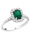 Crieri Woman's Ring - Bogotá in 18K White Gold with Natural Diamonds and Emerald 0.58 ct - 0