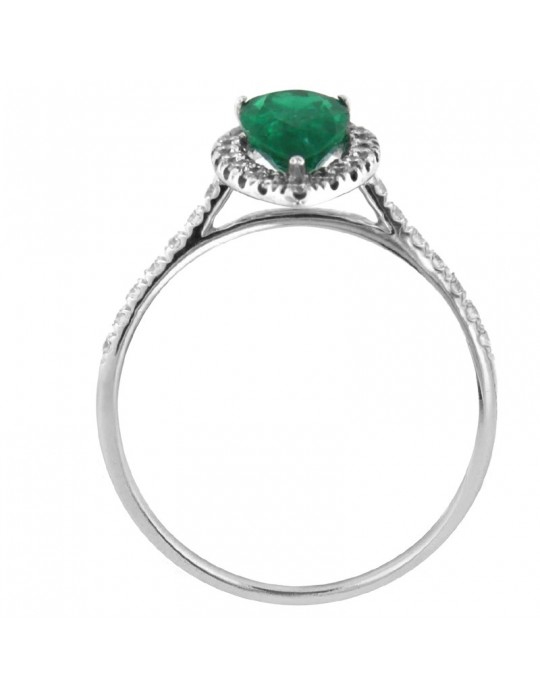 Crieri Woman's Ring - Bogotá in 18K White Gold with Natural Diamonds and Emerald 1.24 ct - 0