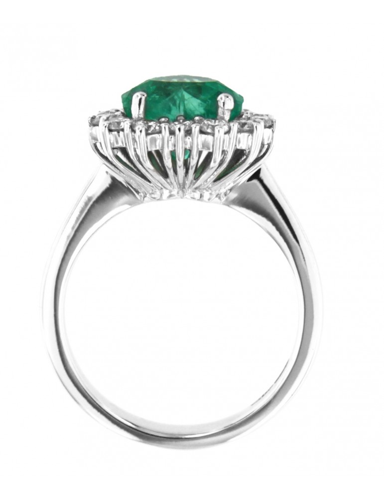 Crieri Woman's Ring - Bogotá in 18K White Gold with Natural Diamonds and Emerald 2,17 ct - 0