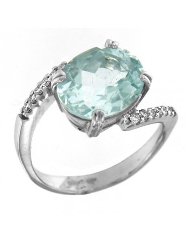 Picca Ring with Aquamarine and Diamonds for Women - 0 2