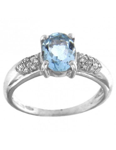 Picca Ring with Aquamarine and Diamonds for Woman - 0 2