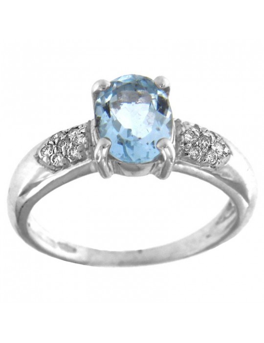 Picca Ring with Aquamarine and Diamonds for Woman - 0