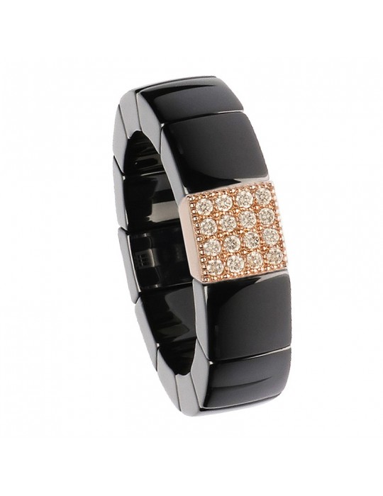 Anello Roberto Demeglio - Scacco - Ceramica - Diamanti Brown -971N1DBW