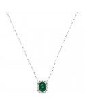 Necklace Crieri Woman - Bogotá in 18K White Gold with Natural Diamonds and Emerald 0.76 ct - 0