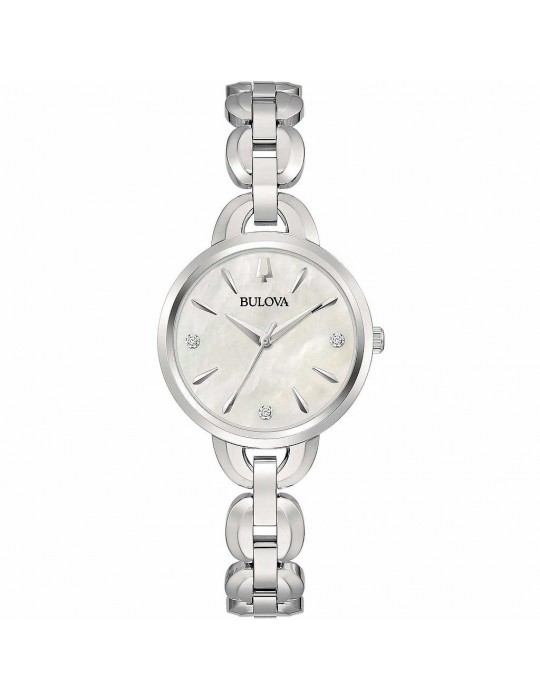 Bulova Woman's Watch - Classic Diamonds Only Time 28 mm Mother of Pearl with Natural Diamonds - 0