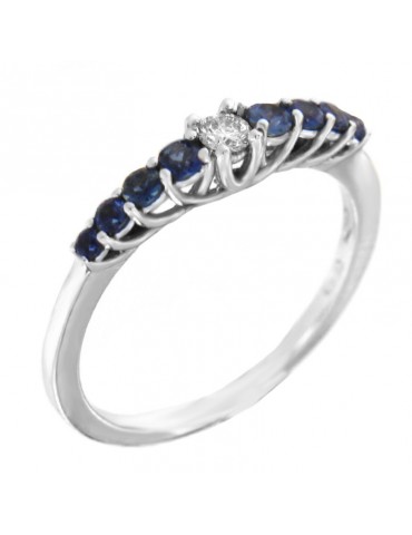Chirico Ring Woman - in White Gold with Diamonds and Shappires - 0