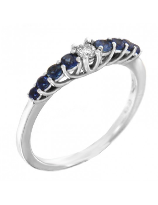 Chirico Ring Woman - in White Gold with Diamonds and Shappires - 0
