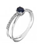 Chirico Ring Woman - in White Gold with Diamonds and Shappire - 0