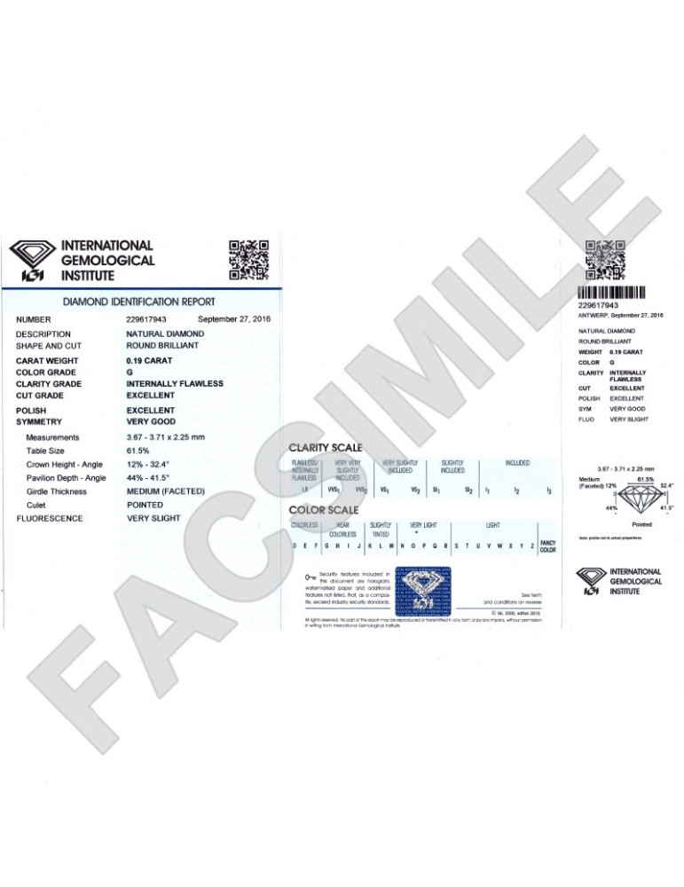 0.44 Carat IGI Blister Diamond - Antwerp - Investment - 0