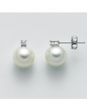 Miluna Woman's Earrings - in 18K White Gold with Pearls and Natural Diamonds - 0