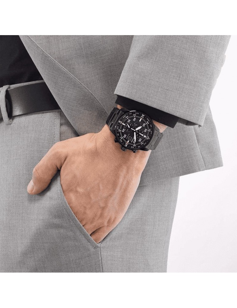 Orologio Citizen  - Aviator Crono Eco-Drive 44mm Nero - CA069584E