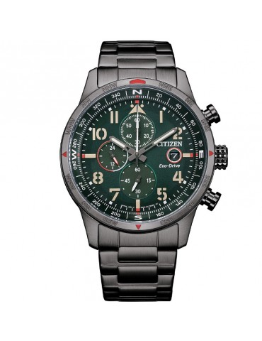 Orologio Citizen -Aviator- Eco-Drive 43mm Metal Gun Verde - CA0797-84X