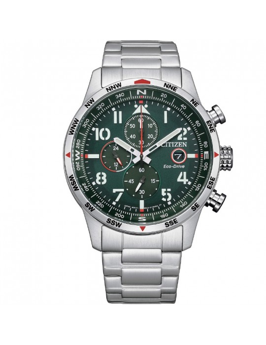 Citizen Men's Watch - Aviator Eco-Drive Chronograph 43mm Green Red - 0