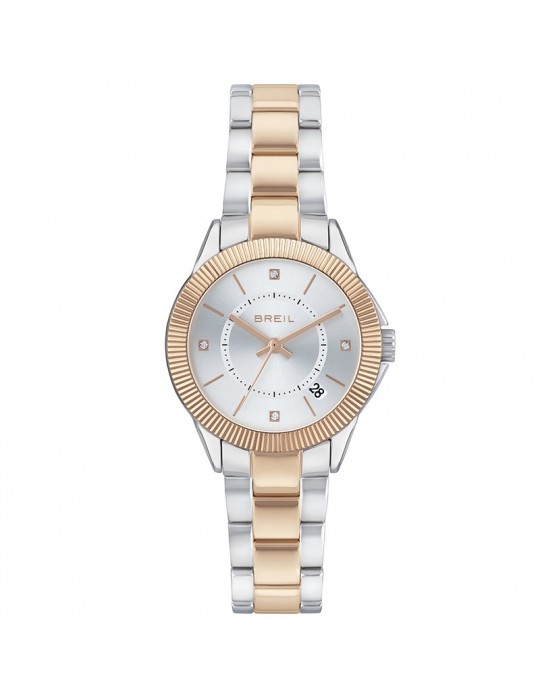 Breil Woman's Watch - Shimmery 32mm Time and Date Rose Gold Silver - 0
