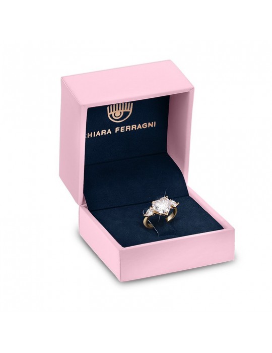 Chiara Ferragni Ring Woman - First Love Silver with White Crystals and Pink Heart - 16 - 0