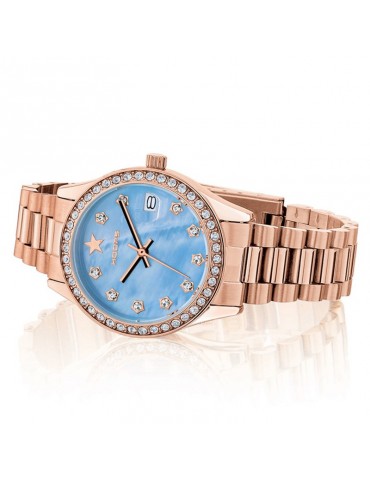 Orologio Hoops - Super Luxury Gold - 33mm Madreperla Azzurra - 2641LRG05