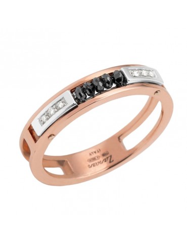 Zancan Ring for Men - Black Magic Soft in Rose Gold with Black Diamonds and White Diamonds - 0