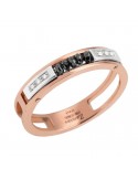 Zancan Ring for Men - Black Magic Soft in Rose Gold with Black Diamonds and White Diamonds - 0