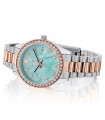 Hoops Watch Woman - Super Luxury Silver and Gold Time and Date 33mm Green Mother of Pearl - 0