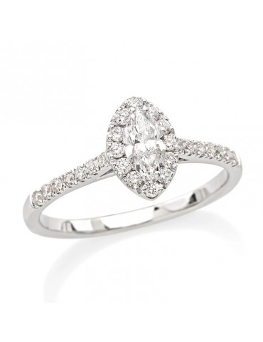 Crieri Woman's Ring - Allure Navette in 18K White Gold with Natural Diamonds - 0