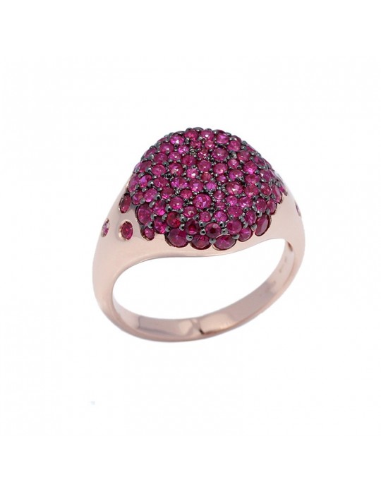 Anello Buonocore Seal Pavè con rubini da donna - 0