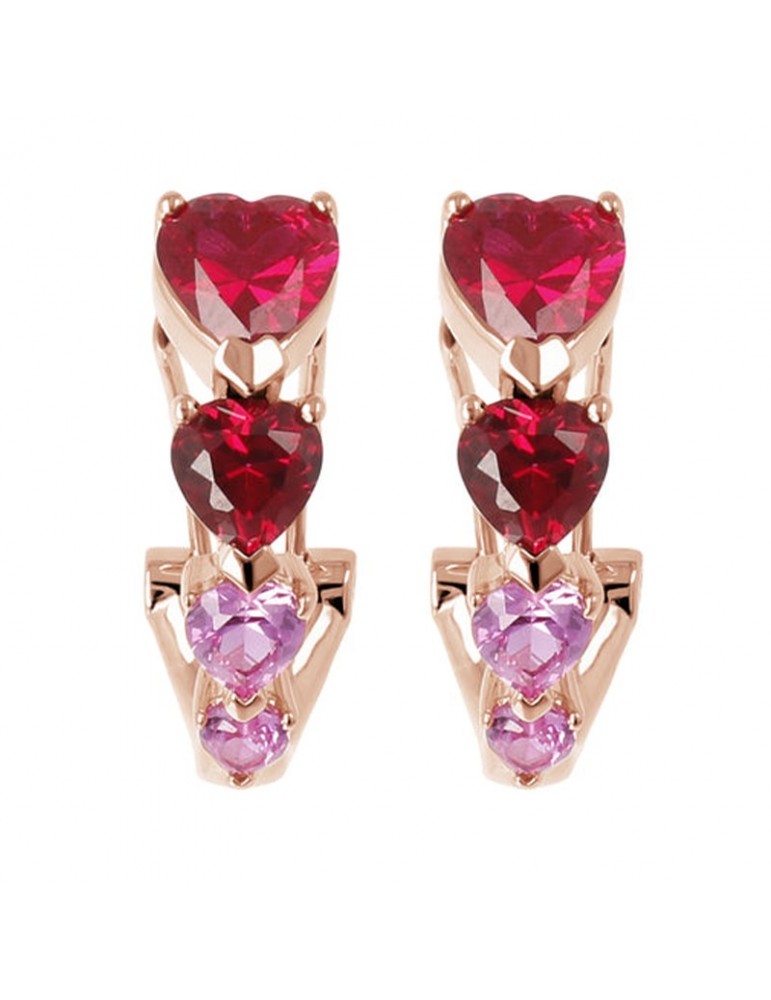 Bronzallure Woman Earrings - Altissima with Red and Pink Hearts - 0