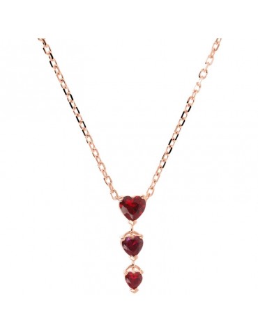 Bronzallure Woman's Necklace - Altissima with Three Red Hearts Pendant - 0