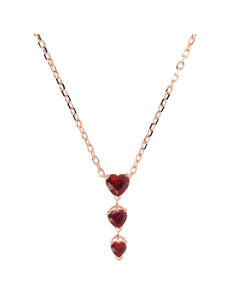 Bronzallure Woman's Necklace - Altissima with Three Red Hearts Pendant - 0