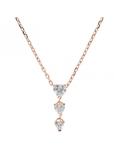 Bronzallure Woman's Necklace - Altissima with Three White Hearts Pendant - 0
