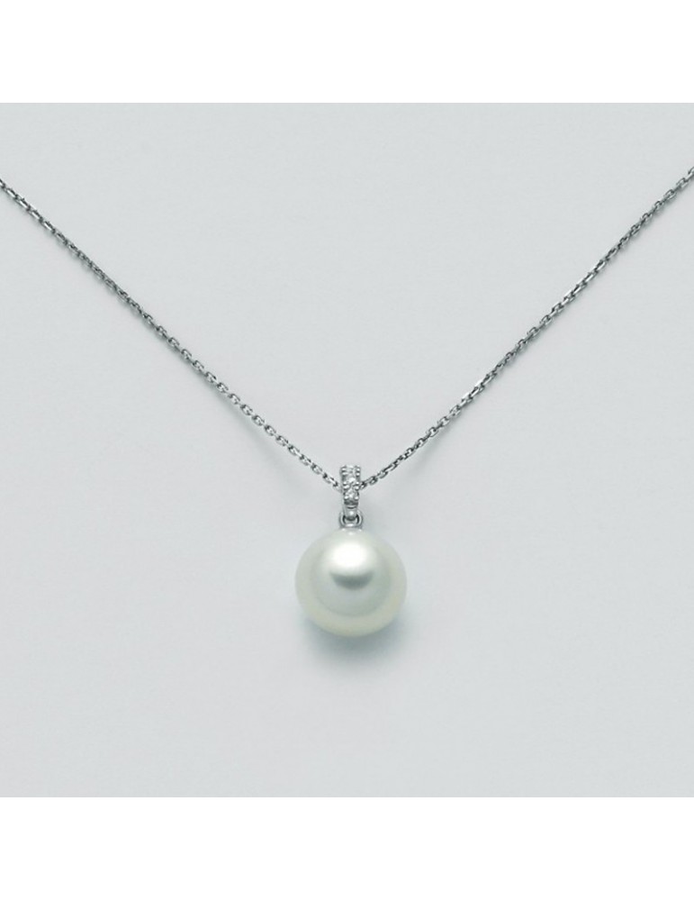 Miluna Woman's Necklace - in 18K White Gold with Pearl and Natural Diamonds - 0