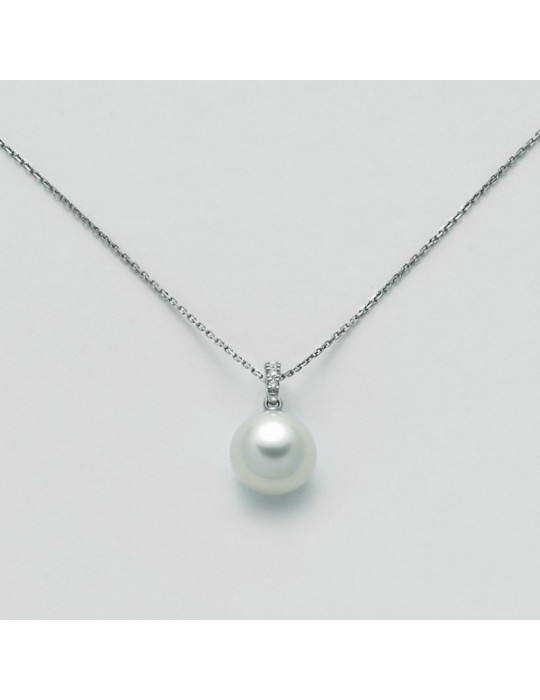 Miluna Woman's Necklace - in 18K White Gold with Pearl and Natural Diamonds - 0
