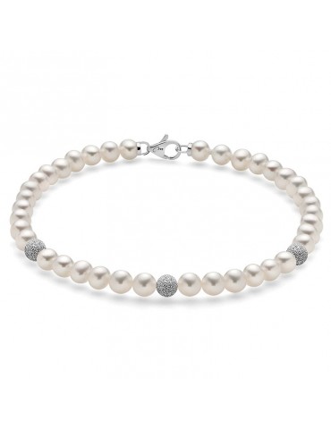 Miluna Woman's Bracelet - with Pearls and Diamond Boule - 0