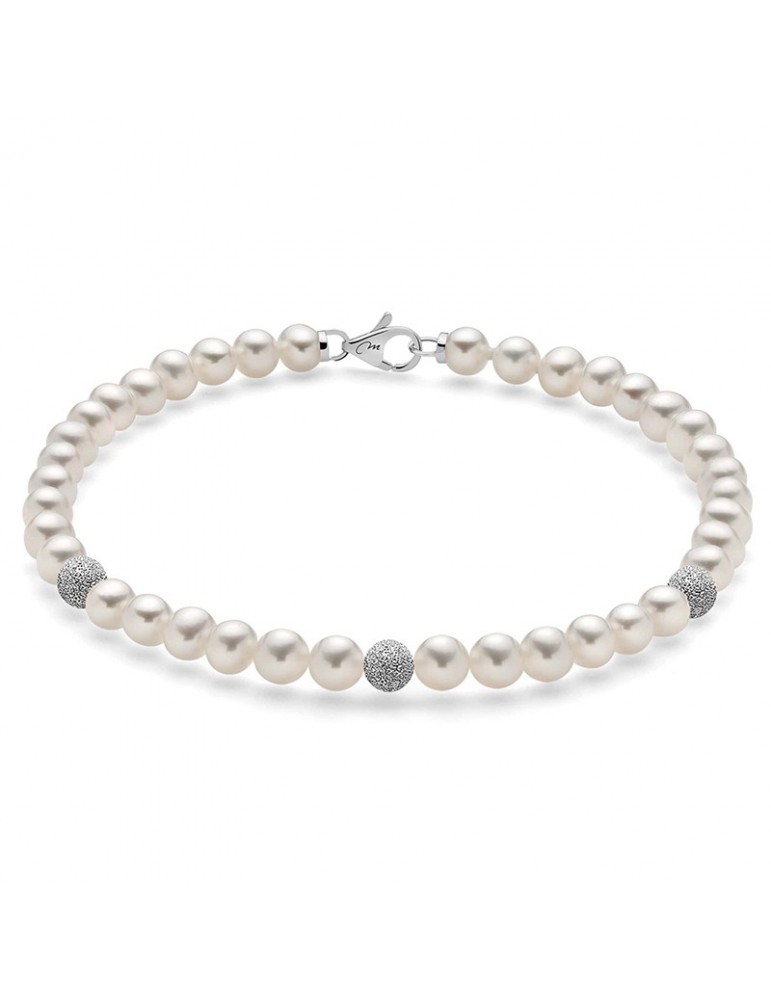 Miluna Woman's Bracelet - with Pearls and Diamond Boule - 0