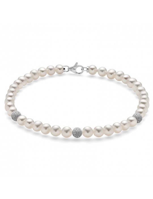 Miluna Woman's Bracelet - with Pearls and Diamond Boule - 0