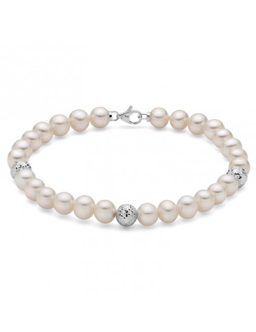 Miluna Woman's Bracelet - with Pearls and Diamond Faceted Boules - 0