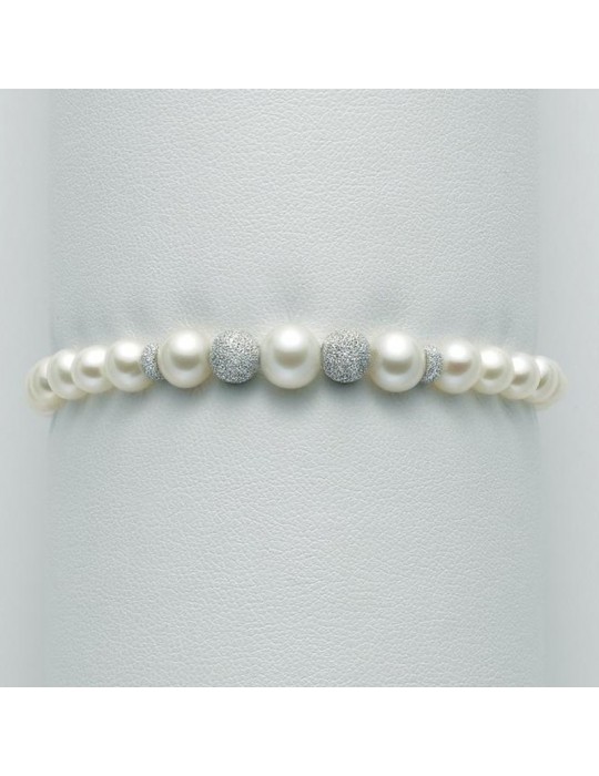 Miluna Woman's Bracelet - with Pearls and Dotted Boules - 0