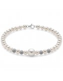 Miluna Woman's Bracelet - with Pearls and 4 Diamond Pointed Boules - 0