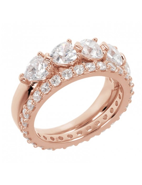 Bronzallure Woman's Ring - Altissima Double Eternity and White Heart Zircons - 0