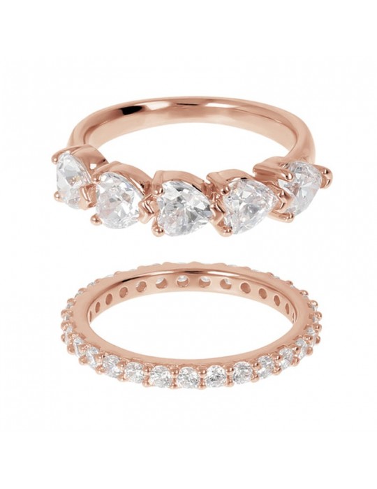 Bronzallure Woman's Ring - Altissima Double Eternity and White Heart Zircons - 0