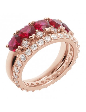 Bronzallure Woman's Ring - Altissima Double Eternity and Red Nanogem Heart - 0