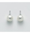 Miluna Woman's Earrings - in 18K White Gold with 7.5-8 mm Pearls and Natural Diamonds - 0