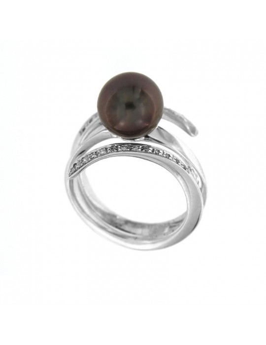 Comete ring with diamonds and pearl for woman - 0