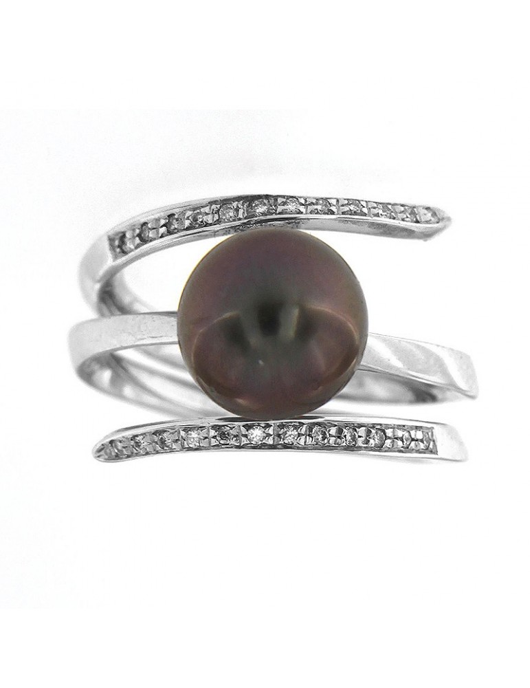 Comete ring with diamonds and pearl for woman - 0