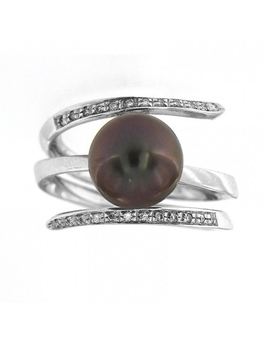 Comete ring with diamonds and pearl for woman - 0