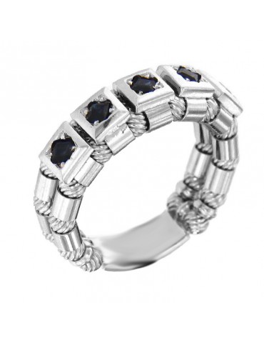 Zancan Woman Ring - in White Gold with Sapphire - 0