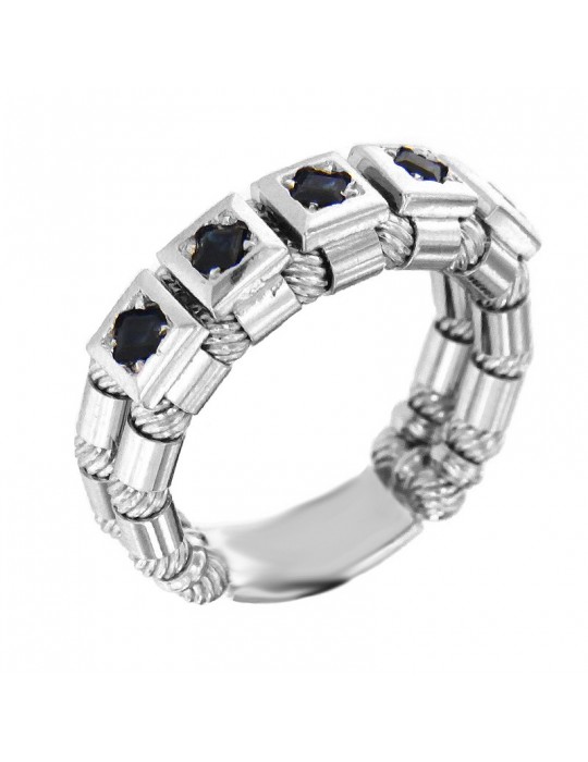 Zancan Woman Ring - in White Gold with Sapphire - 0