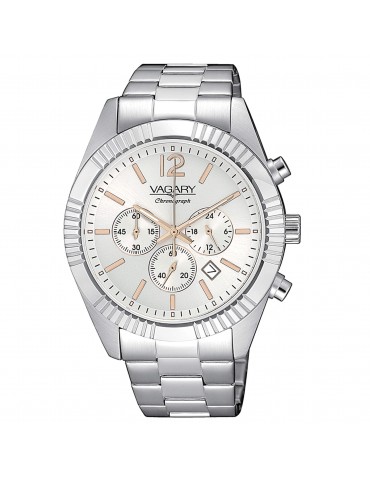 Vagary Men's Watch - Timeless Chronograph 41mm Silver Rose Gold - 0